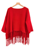 RED FRINGE SWEATER